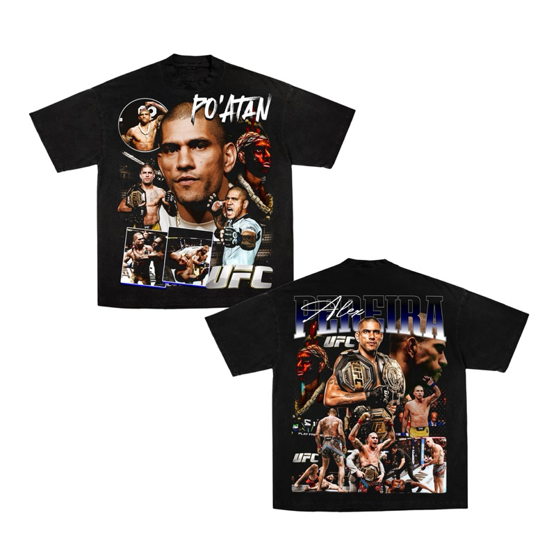 Hitam Ufc ALEX PEREIRA BLACK BOOTLEG เสื้อยืดวินเทจ OVERSIZE