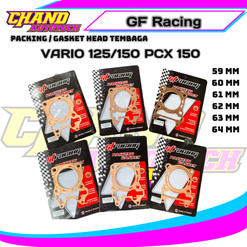 ปะเก็นหัวทองแดง Vario 125 Vario 150 PCX 150 ADV 150 59 60 61 62 63 มม.GF Racing ปะเก็นบรรจุ
