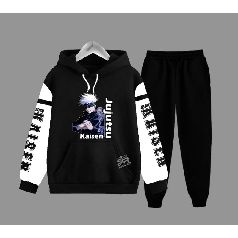 Putih ชุดเสื้อฮู้ดเด็กตัวละคร Jujutsu kaisen ผสมผสานสีขาว