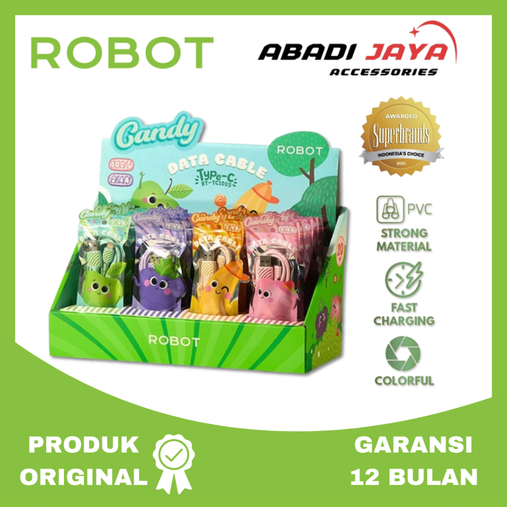 ROBOT RT-TC100S COLORFUL DATA CABLE 1 กล่อง CONTAINS 20 ชิ้น