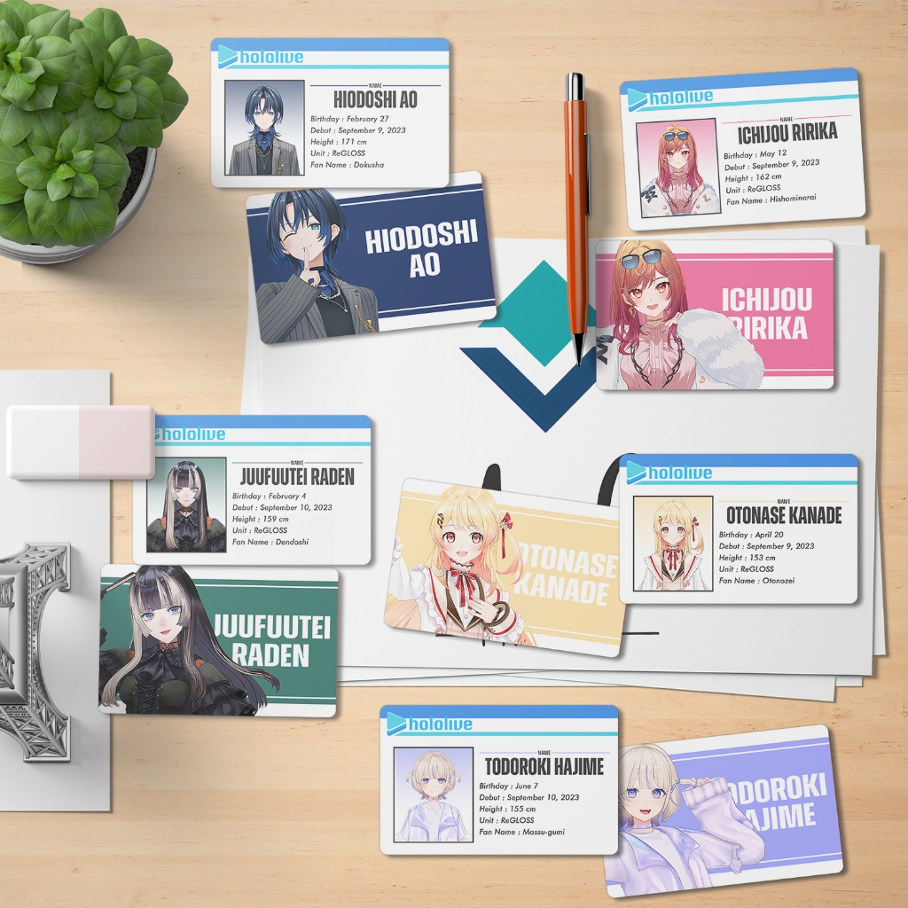 Photocard Hololive DEV_IS REGLOSS - Hiodoshi Ao - Otonase Kanade - Ichijou Ririka - Juufutei Raden - Todoroki Hajime