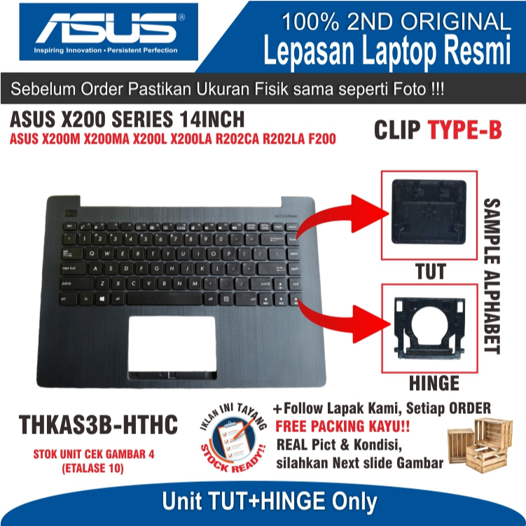 ET10 TKAS3B-HTHC TUT ชุด HINGE คีย์บอร์ดแล็ปท็อป ASUS X200M X200MA X200L X200LA สีดํา TYPE B