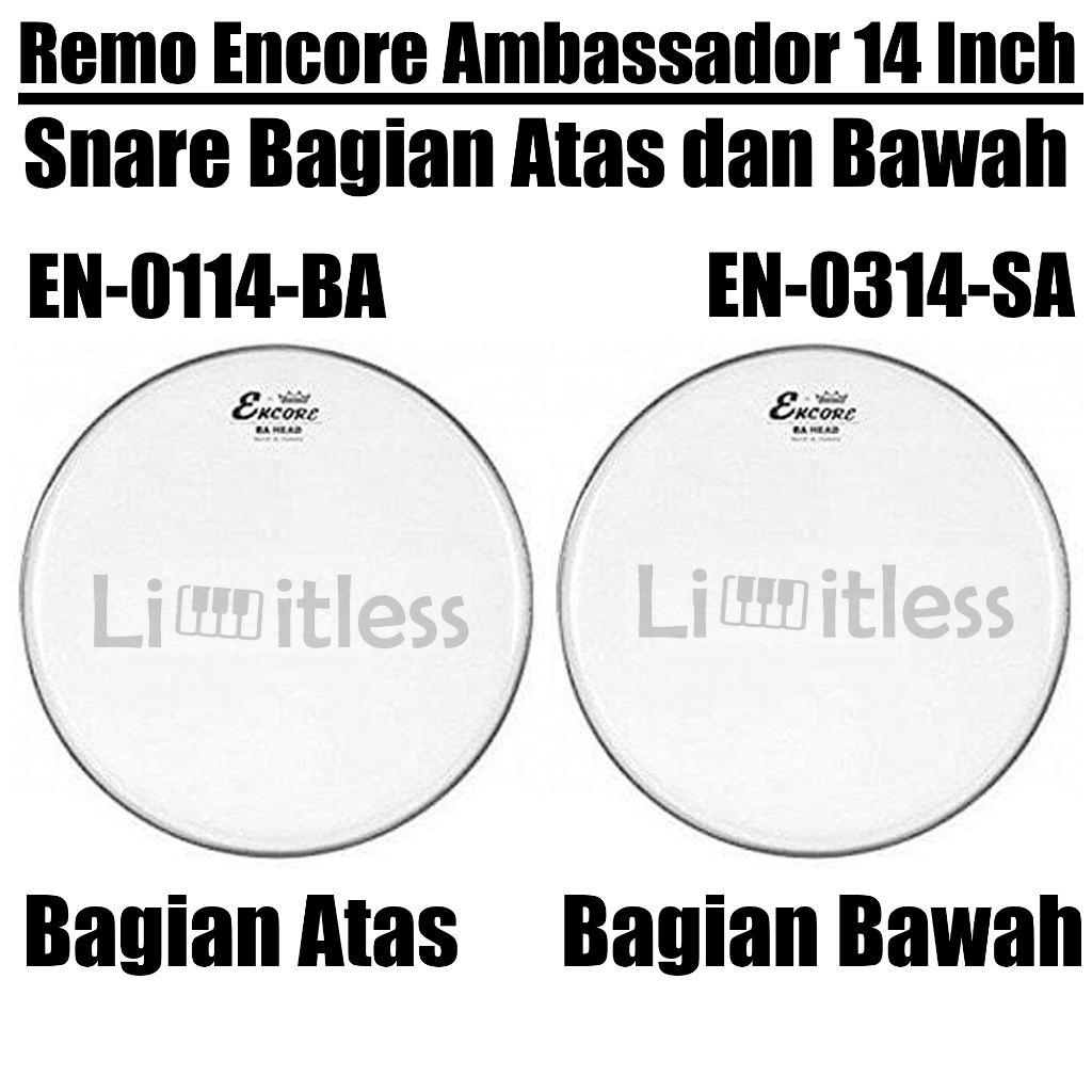 Remo Encore Ambassador 14 นิ้ว Coated Head Drum Mars Upper และ Lower [1 แพ็คเกจ] ต้นฉบับ