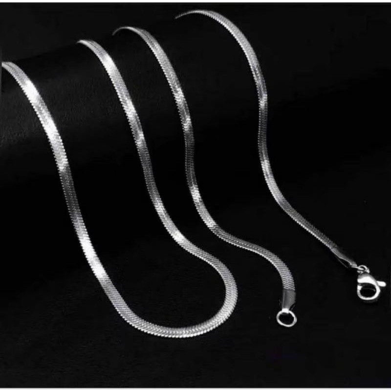 TITANIUM สร้อยคอสแตนเลสสําหรับผู้ชายและผู้หญิง, รุ่น FLAT EEL, SILVER, ANTI-RUST และ FADE, สี EMMAS,