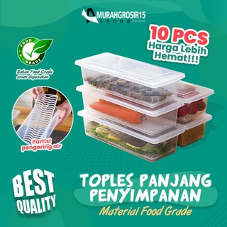 (SET ISI 10 PCS ) Toples Panjang Serbaguna / Wadah Penyimpanan Sayur Ikan Snack Serbaguna