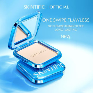 SKINTIFIC - Ultra Cover Powder Foundation 9g |  Two Way Cake Pressed Powder Matte Bedak Padat Compact Meratakan warna kulit with Carnosine Ectoin Squalane Silk Powder