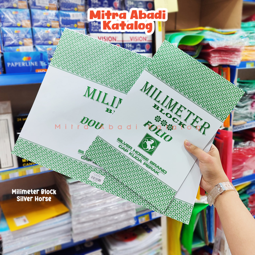 SILVER HORSE BLOCK MILIMETER BOOK / MM BLOCK PLOT GRAPHIC BOOK DOUBLE FOLIO F4 ATK OFFICE STATIONERY