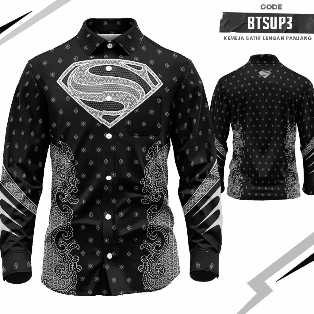 KAMEJA BLACK SUPERMAN BATIK SHIRT - เสื้อซูเปอร์ฮีโร่