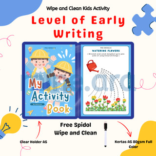 Worksheet Activity Kids Pra Menulis Level of Early Writing Prewriting A5 Wipe and Clean Edukasi Anak