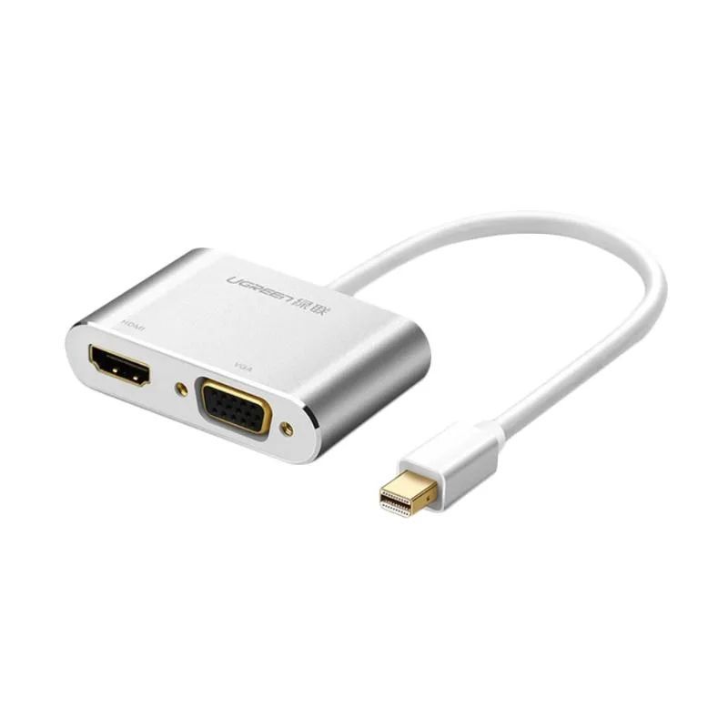 UGREEN CONVERTER MINI DP เป็น HDMI+VGA M/F สีขาว