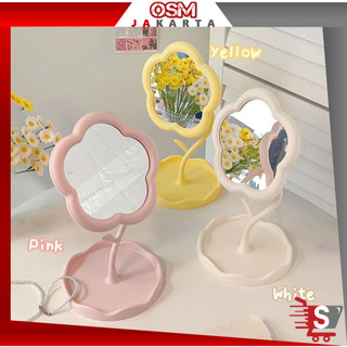 OSM JKT C6485 Kaca Stand Bentuk Bunga / Kaca Rias Bunga / Cermin Rias Rotating / Cermin Bunga Estetik / Stand Mirror Rotating