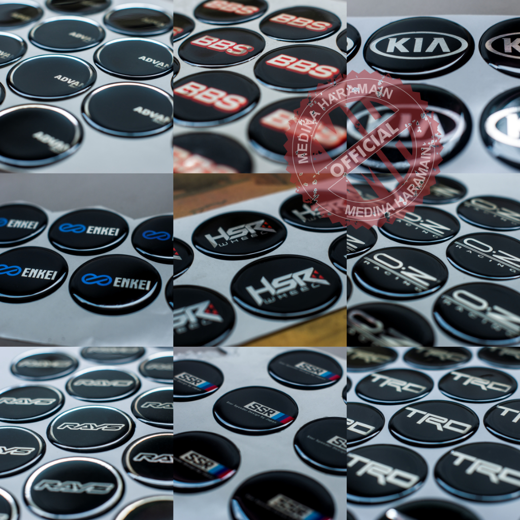 4.3 CM RAISED RESIN สติ๊กเกอร์ ADVAN BS ENKEI HSR KIA OZ RACING RAYS SSR TRD VOLK VOSSEN WORK XXR