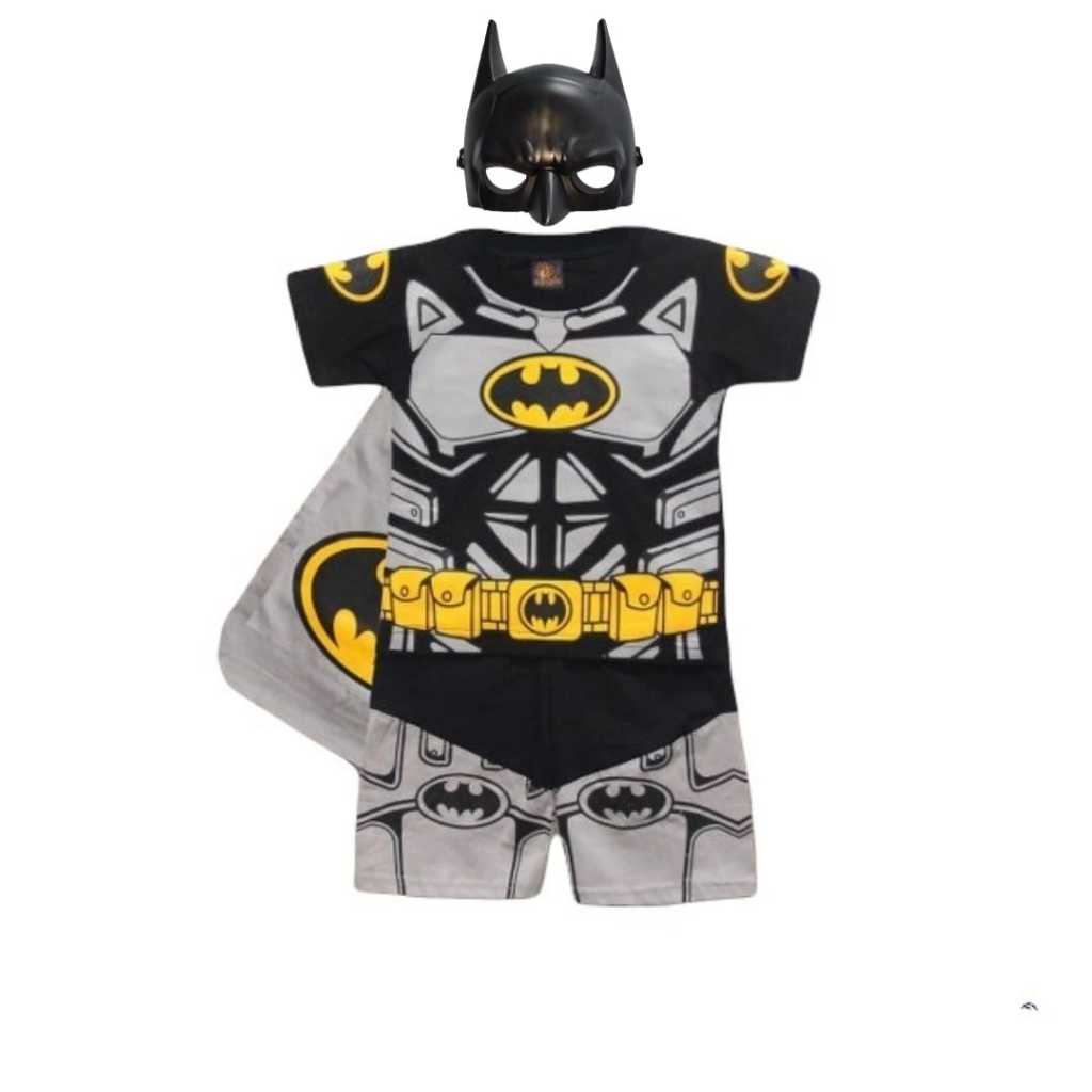 BATMAN CHILDRENS SHORT-SLEEVED COSTUME พร้อมหน้ากาก
