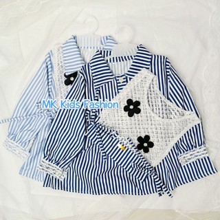 Blouse anak perempuan 2 in 1 untuk usia 1 sampai 13 tahun rompi dapat di lepas pasang bahan katun salur / kemeja anak /dress anak perempuan