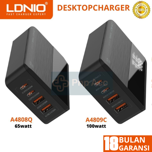 LDNIO Desktop Charger A4808Q A4809C - 65w 100w Fast Charge Desktop Charger - รองรับ PD และ QC3.0