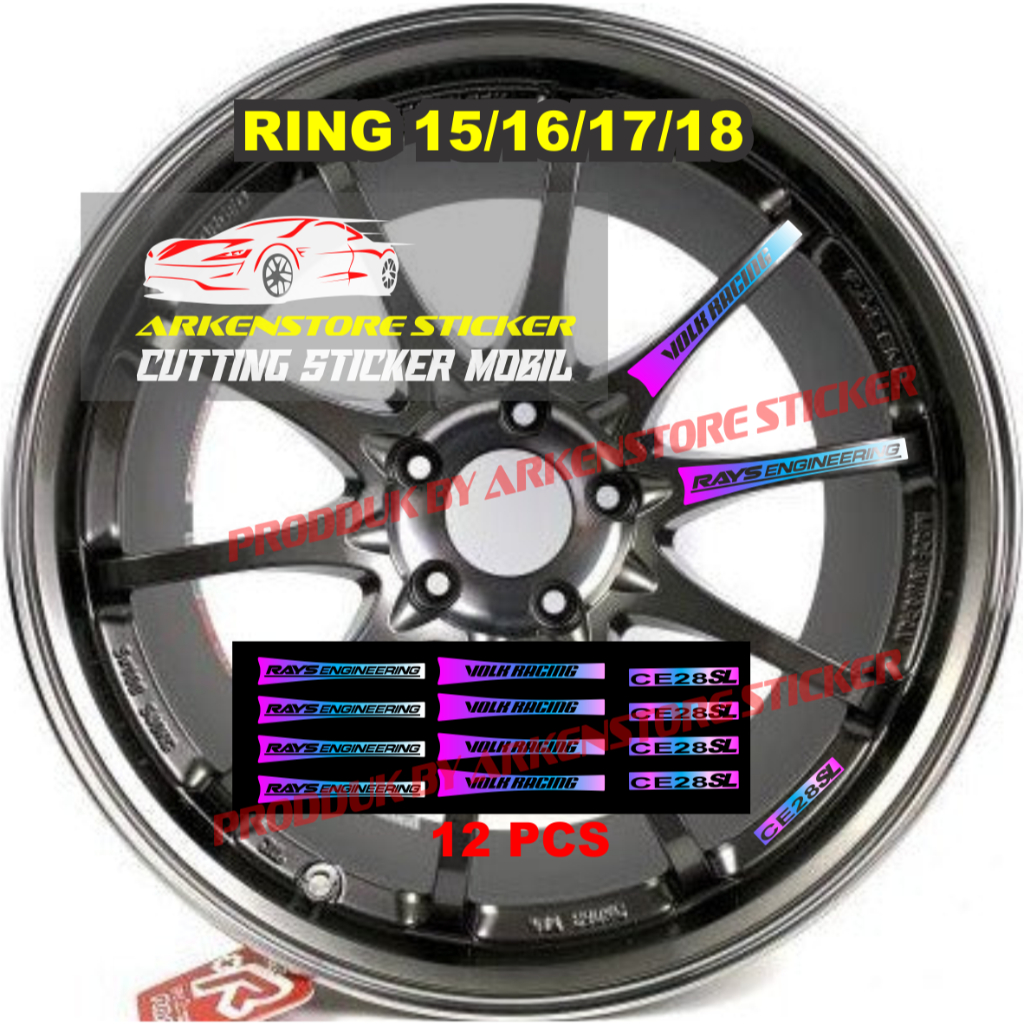 สติ๊กเกอร์แข่ง RAYS VOLK VELK RACING CE28 SL ALL CARS VELK สติ๊กเกอร์ 12PCS RING 15 16 17 18