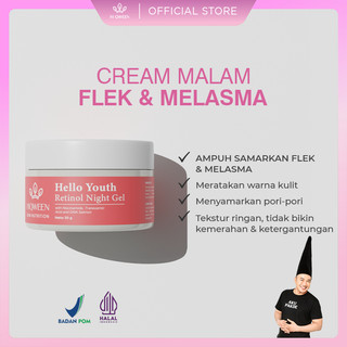 Hiqween Hello Youth Retinol Night Gel REFORMULA Gel Mask Cream Malam Flek Hitam Melasma Mencerahkan
