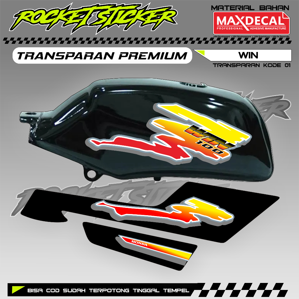 WIN Striping WIN สติกเกอร์ Variation WIN UV TRANSPARENT CODE 01 PREMIUM MAXDECAL MATERIAL