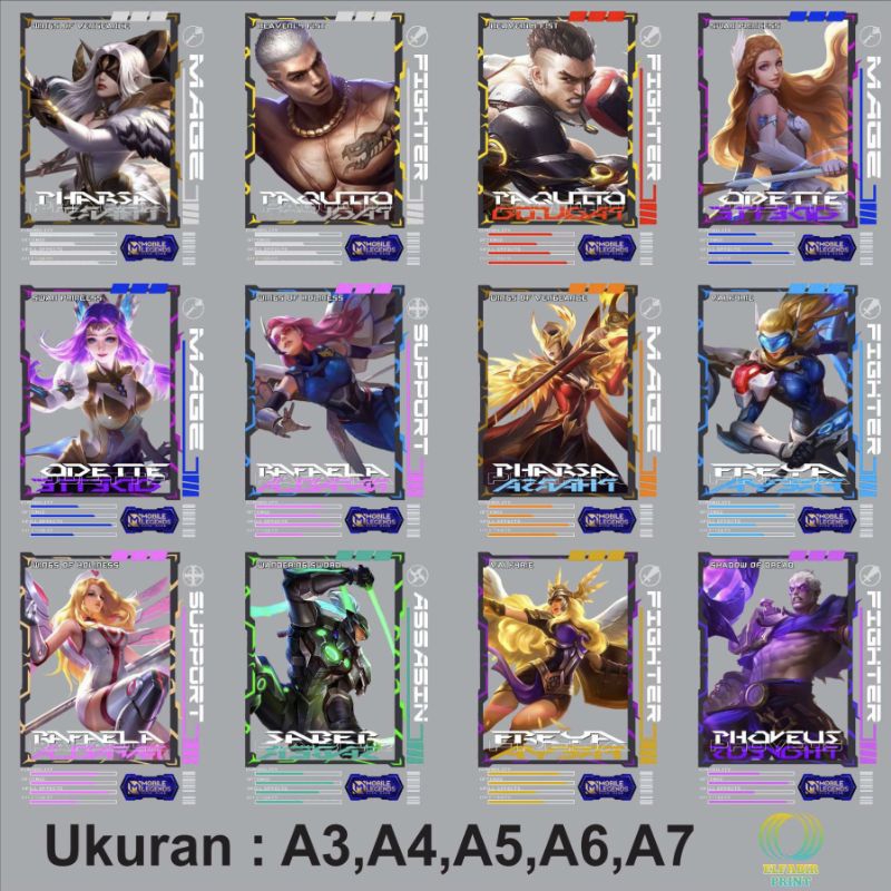 Dtf สติกเกอร์การพิมพ์หน้าจอ Iron-on Mobile Legends Image V14 ขนาด A3 A4 A5 A6 A7 Just Stick It On หร