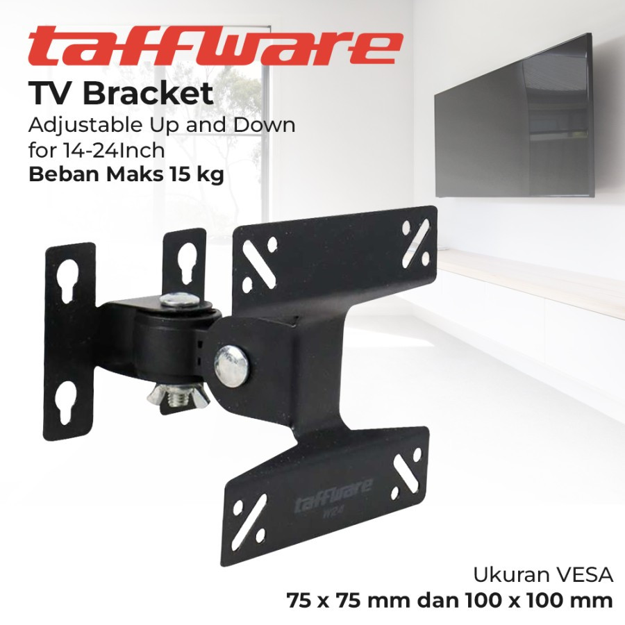 TAFFWARE VESA 100 X 100 ADJUSTABLE MONITOR/TV BRACKET สําหรับ 14-24 INCH MONITOR/TV / TAFFWARE W24 V