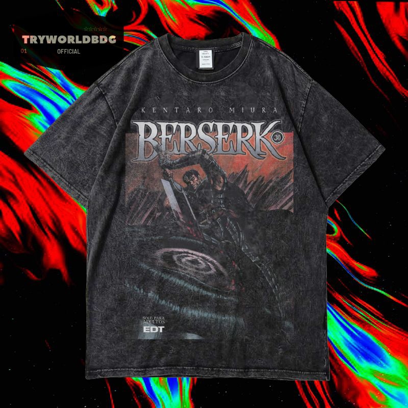 TRYWORLDBG เสื้อยืด OVERSIZED OFFICIAL "BERSERK" | เสื้อยืด WASHED | ล้างหิน | เสื้อยืด OVERSIZED | 