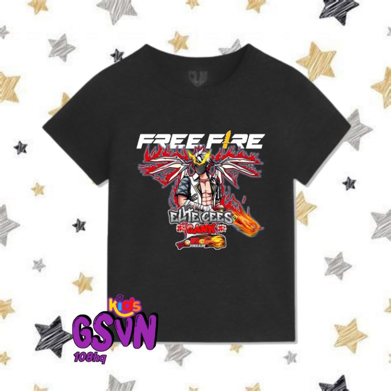 KIDS TSHIRT TEE เกมฟรี FIRE FF FREEFIRE ELITE CEES GANK ELIT CS GENK SG 2JT 2 MILLION M1887 FRIFAYER
