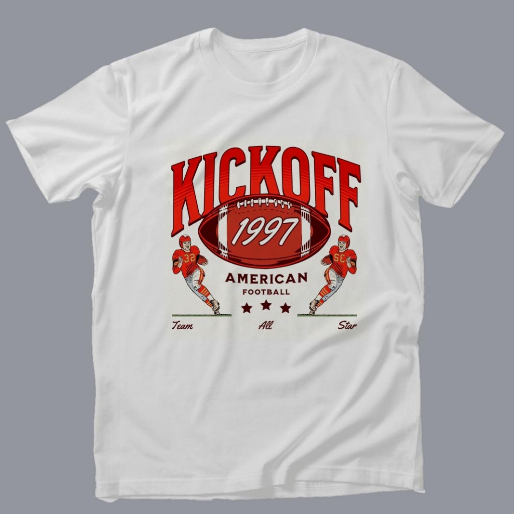 CwrStore Distro เสื้ออเมริกันฟุตบอล KICKOFF 1997 24s วัสดุฟรีสติกเกอร์