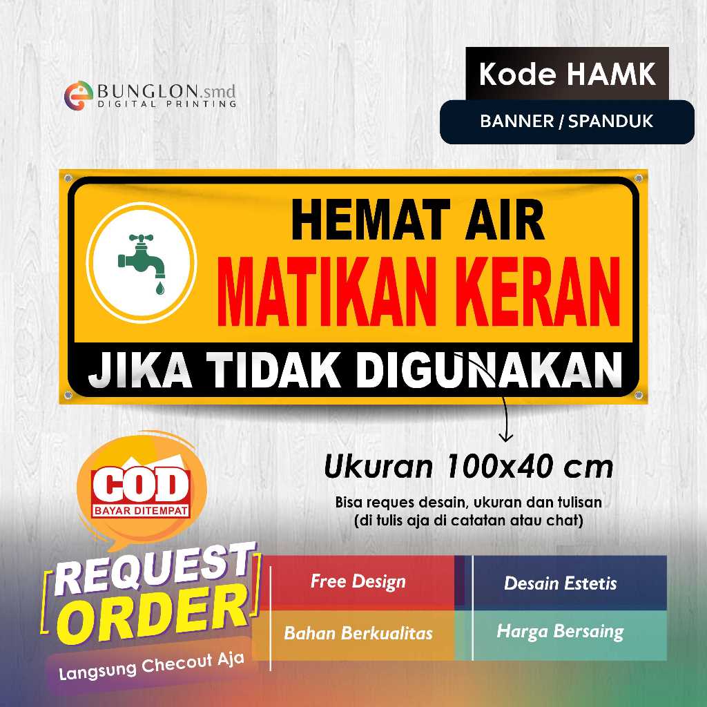 น้ํา SAVING BANNER PLEASE TURN TAP CODE HAMK ORANGE