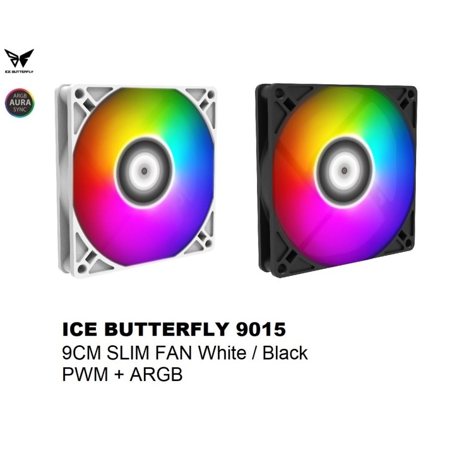 Ice Butterfly 9015 9cm Slim Fan PWM ARGB Fan พัดลมสีขาว