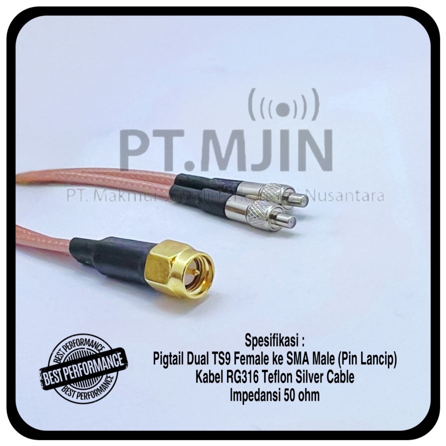 RG316 50 OHM SMA MAN TO TWO TS9 สายหญิง LENGTH 15 CM