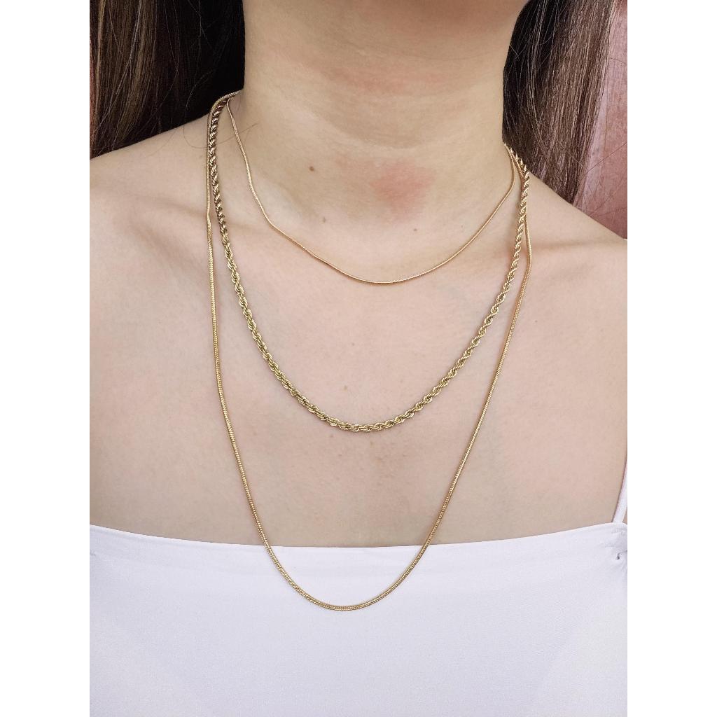 สร้อยคอไทเทเนียมป้องกันสนิมสีทอง 18k / ชั้นสร้อยคอ KP2L00G