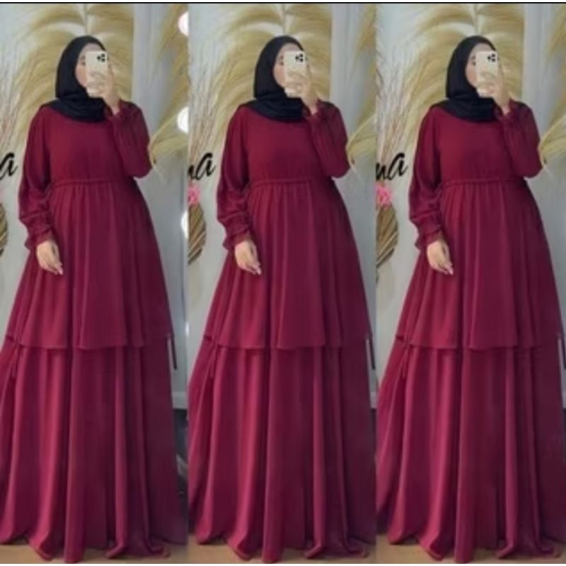 ชุด gamis serena มาเลย์ซ้อน gamis ทําจาก ceruti bebidol ful puring Eid gamis