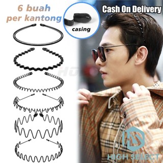 HIGH SELECT 6 Pcs / Pack Headband Stylish Simple Anti-Slip Unisex Tidak Merusak Kulit Kepala