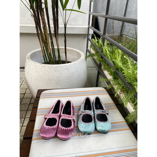 Wilona Shoes Women Flats Tali Wanita Rajut Manik Mote Untuk Main Cewe Wanita Perempuan Kekinian