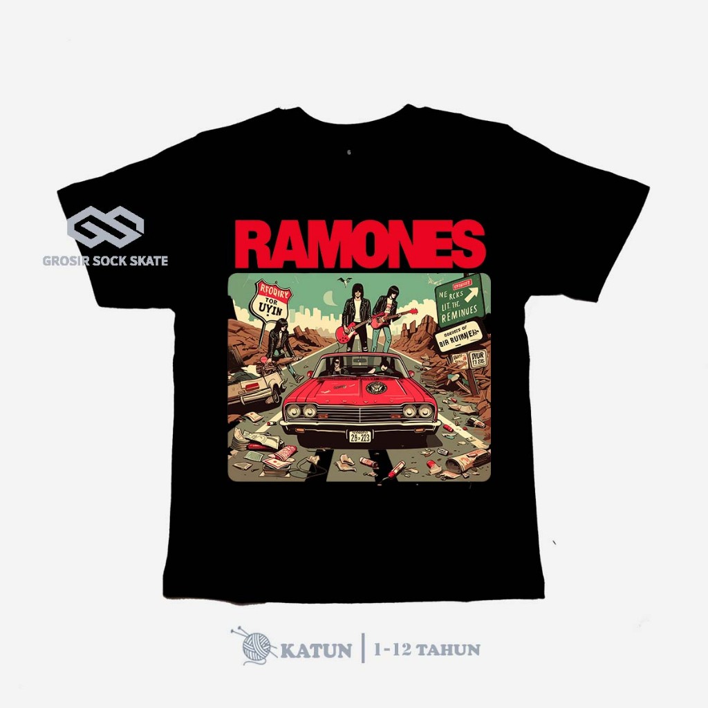 CHILDRENS BAND T-SHIRTS/ BLACK RAMONESS MUSIC เสื้อยืด AGE 1-12 ปี - AMUZZZ12