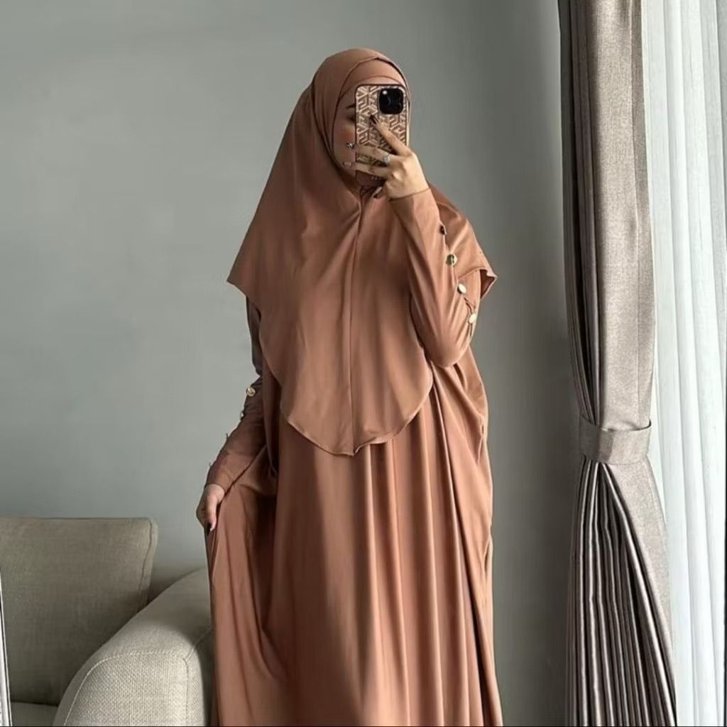 ข้อเสนอที่ดีที่สุด KEIYRA ABAYA JERSEY SET HIJAB MATERIAL JERSEY ABAYA SET BASIC, PLAIN GAMIS UMRAH 