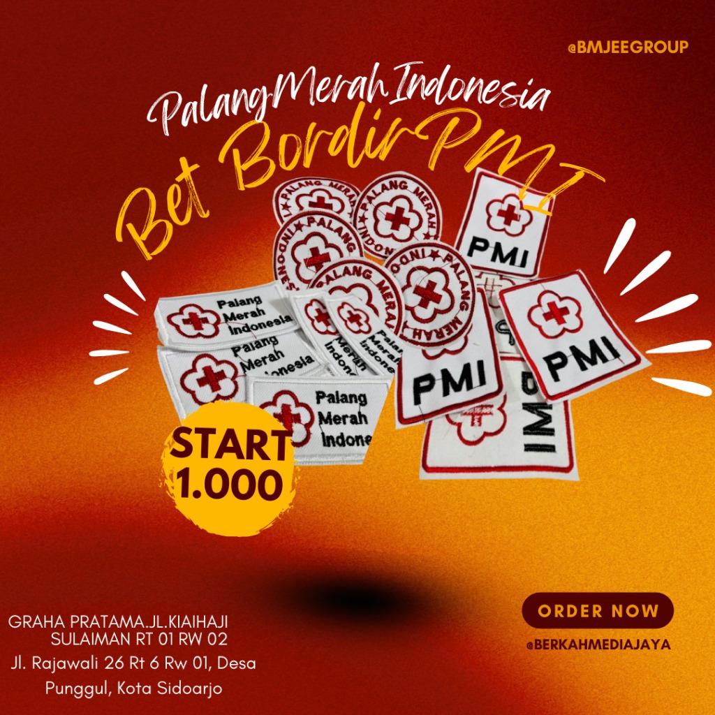 MERAH PMI BET NEAT EMBROIDERY (INDONESIAN RED CROSS) ขนาด 6-10CM