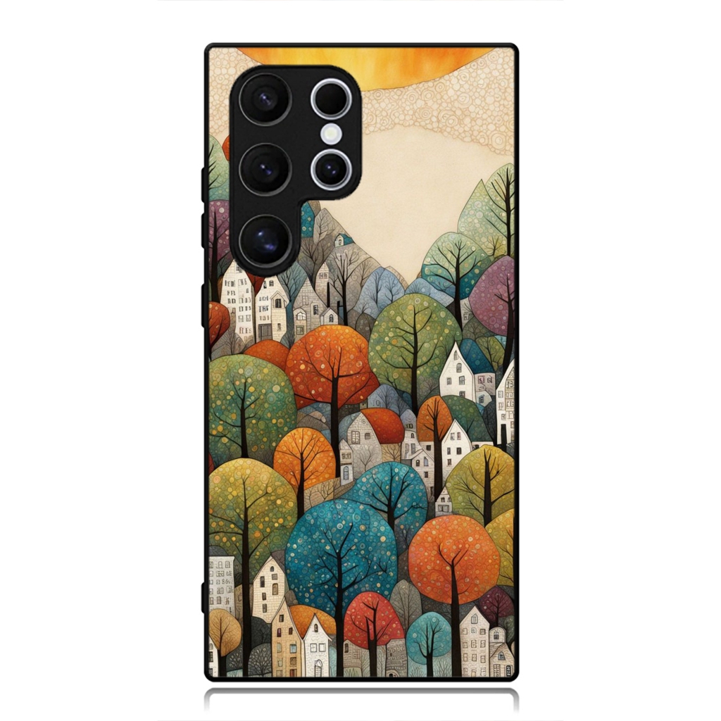 เคส Samsung S25 S24 S23 S22 S21 S20 S9 S8 S7 Ultra Plus FE Edge Phone Softcase Color Town paint Art