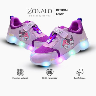 ZONALO KIDS WEAR-Sepatu LED KR UNGU Anak perempuan 01