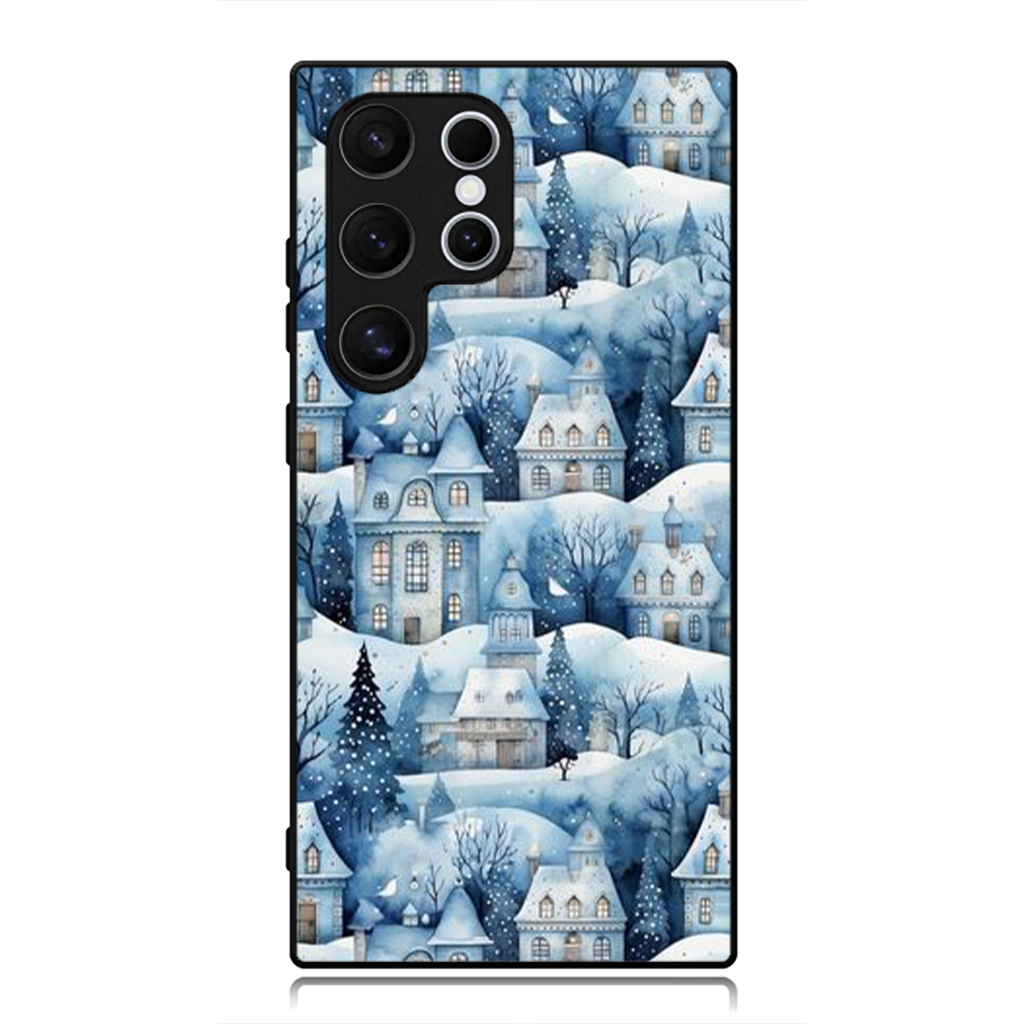 เคส Samsung S25 S24 S23 S22 S21 S20 S9 S8 S7 S6 Ultra Plus FE Edge Phone Softcase Winter House Snow