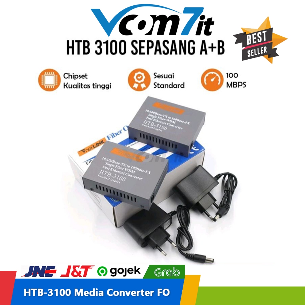 Netlink HTB-3100 ตัวแปลงสื่อไฟเบอร์ออปติก HTB3100 A+B คู่ 25Km