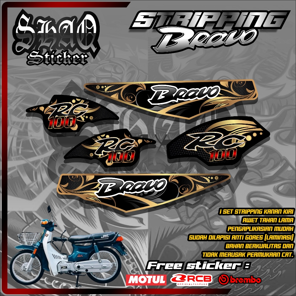 SUZUKI RC 100 BRAVO MOTORCYCLE VARIATION STRIPING / SUZUKI RC 100 BRAVO MOTORCYCLE LIST STICKER