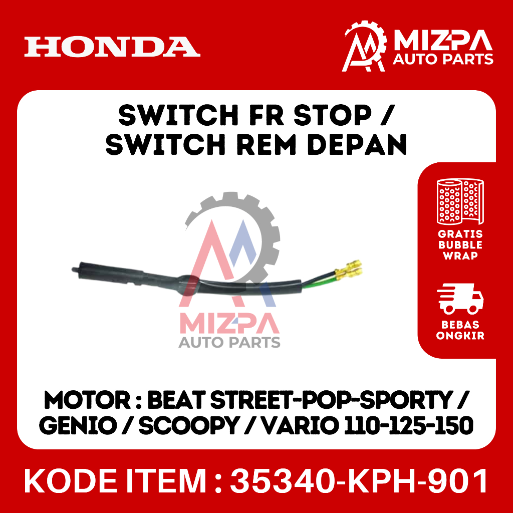 HONDA 35340-KPH-901 สวิทช์ FR ด้านหน้าหยุดสวิทช์เบรคหน้า BeAT Street POP Sporty Genio Scoopy Vario 1