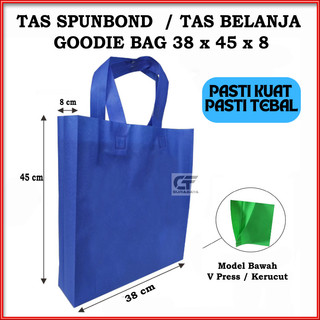 Tas Spunbond Handle Ukuran 38x45x8 | Tas Box Spunbond Goodie Bag Handle Lipat Samping | Goodie Bag | Tas Kain Polos | Tas Sponbond Handle Press | Tas Belanja Spunbond Model Tali Handle Kantong Kain | Tas Kain Kantong Polos Goodiebag Souvenir Hampers Ultah