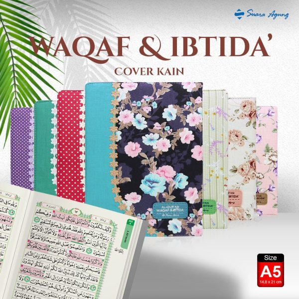 Al Quran Zipper Non-Translated Waqaf & Ibtida A5 Medium Size ORIGINAL Fabric Cover