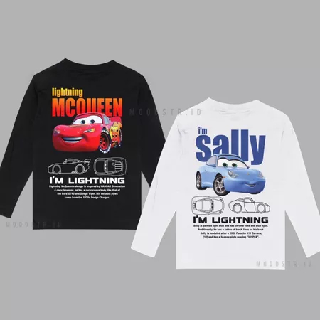 เสื้อยืดคู่รัก Lightning Mcqueen & Sally Carrera Combed 24s ฟรีสติ๊กเกอร์