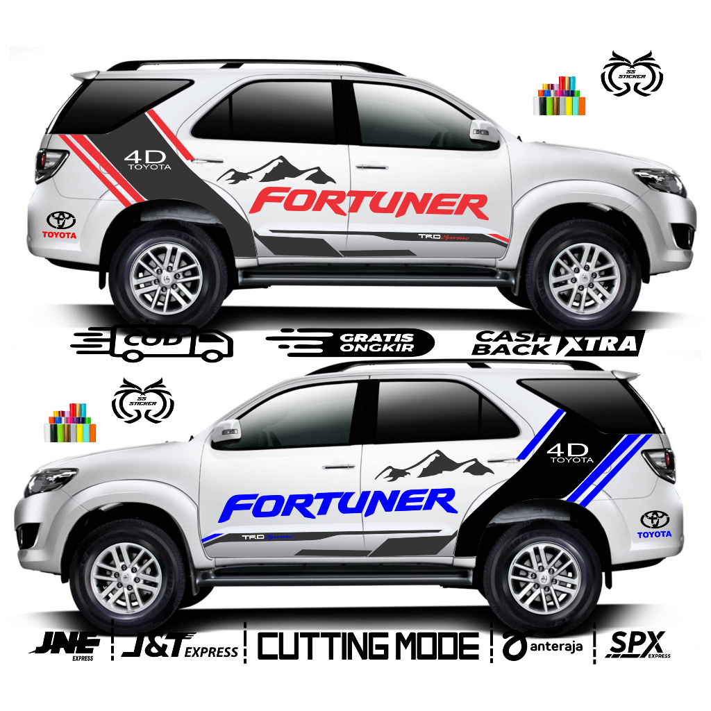 สติ๊กเกอร์รายการตัวถังด้านขวาและซ้ายสําหรับ Fortuner และ Pajero2003 - 2015 trd Old Fortuner / Old Pa