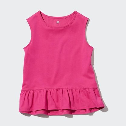 Uniqlo AIRism Frill เสื้อยืดแขนกุด - สีชมพู