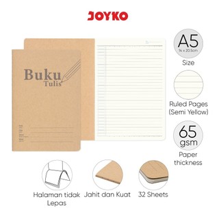 Joyko NB-741 A5 Buku Tulis / Block Note / Buku Catatan Bergaris / Ruler Note Book / Notepad Ukuran A5