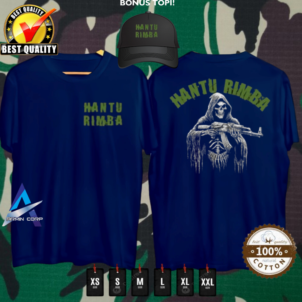 KATUN MENS TSHIRT TNI HANTU RIMBA V1 COOL COOL COOL COOL CASUAL TRENDY COTTON MATERIAL COMBAD BONUS 